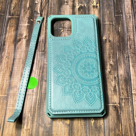 5for$10 Datura Flowers iPhone 12 Pro & iPhone 12 Wallet Case 3 Card Holder Case - Picture 2 of 10